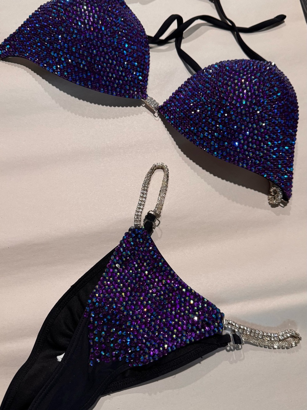 Crystal Embellished Purple Bikini Set - Women Swim Bikinis